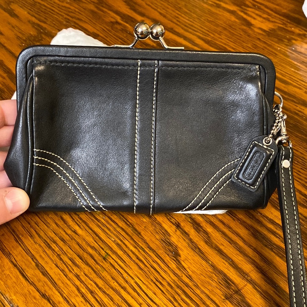 Coach Black Leather Wristlet